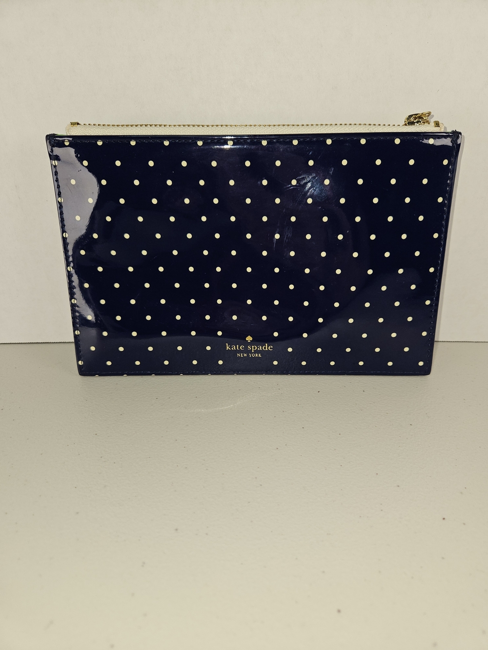 Kate Spade New York Pencil or Makeup Pouch  Navy Larabee Dot
